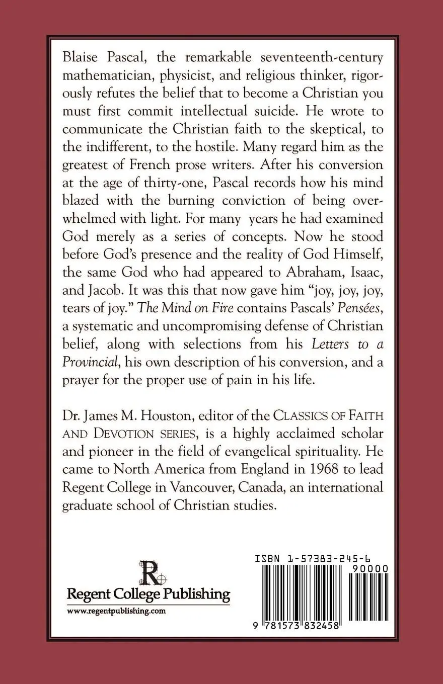 Rückseite: 9781573832458 | The Mind on Fire | A Faith for the Skeptical and Indifferent | Pascal