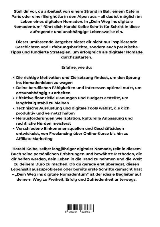 Rückseite: 9783384232458 | Dein Weg ins digitale Nomadentum | Harald Kolbe | Taschenbuch | 256 S.