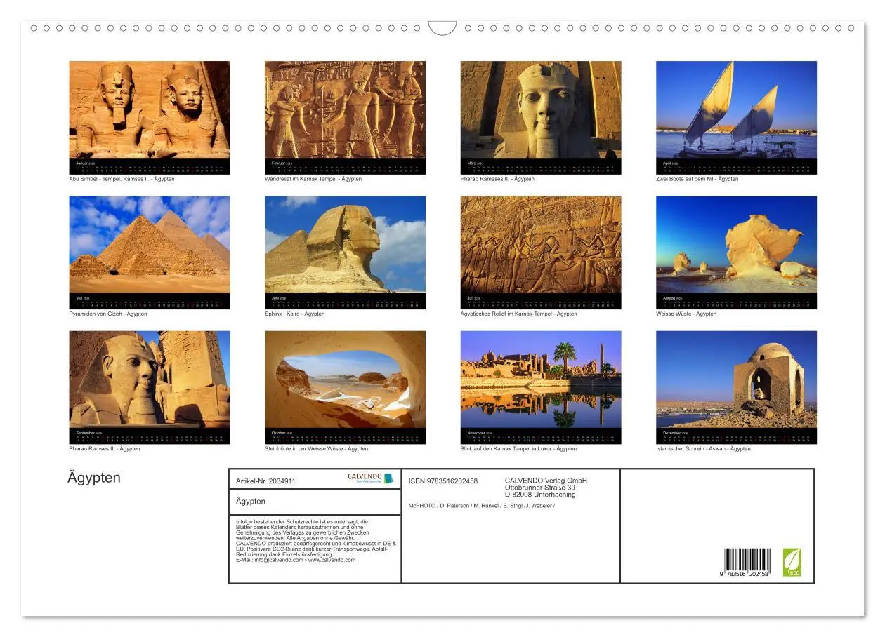 Bild: 9783516202458 | Ägypten (Wandkalender 2026 DIN A2 quer), CALVENDO Monatskalender