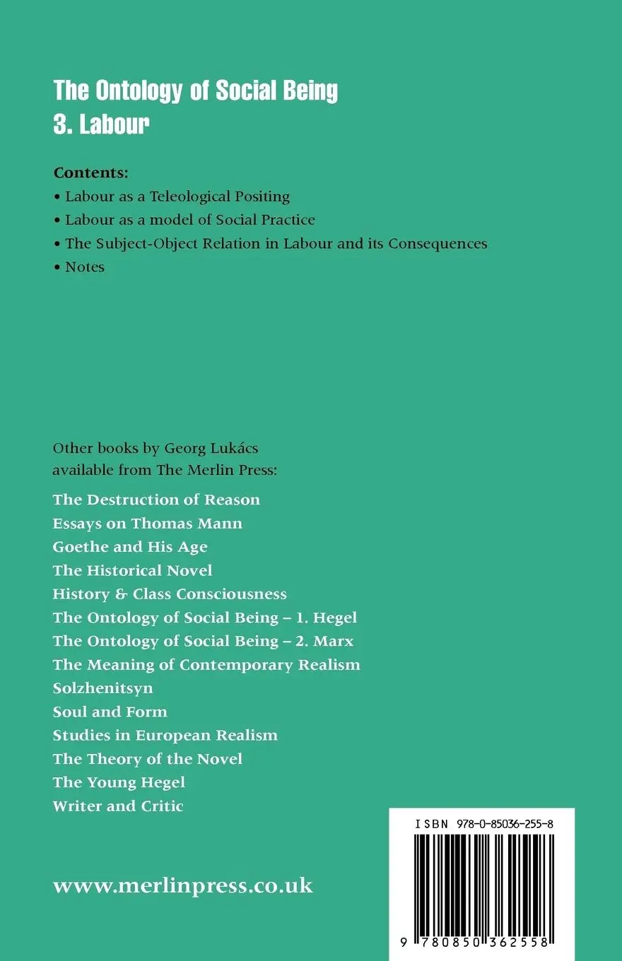 Rückseite: 9780850362558 | Ontology of Social Being Vol. 3 | Labour | Georg Lukacs | Taschenbuch
