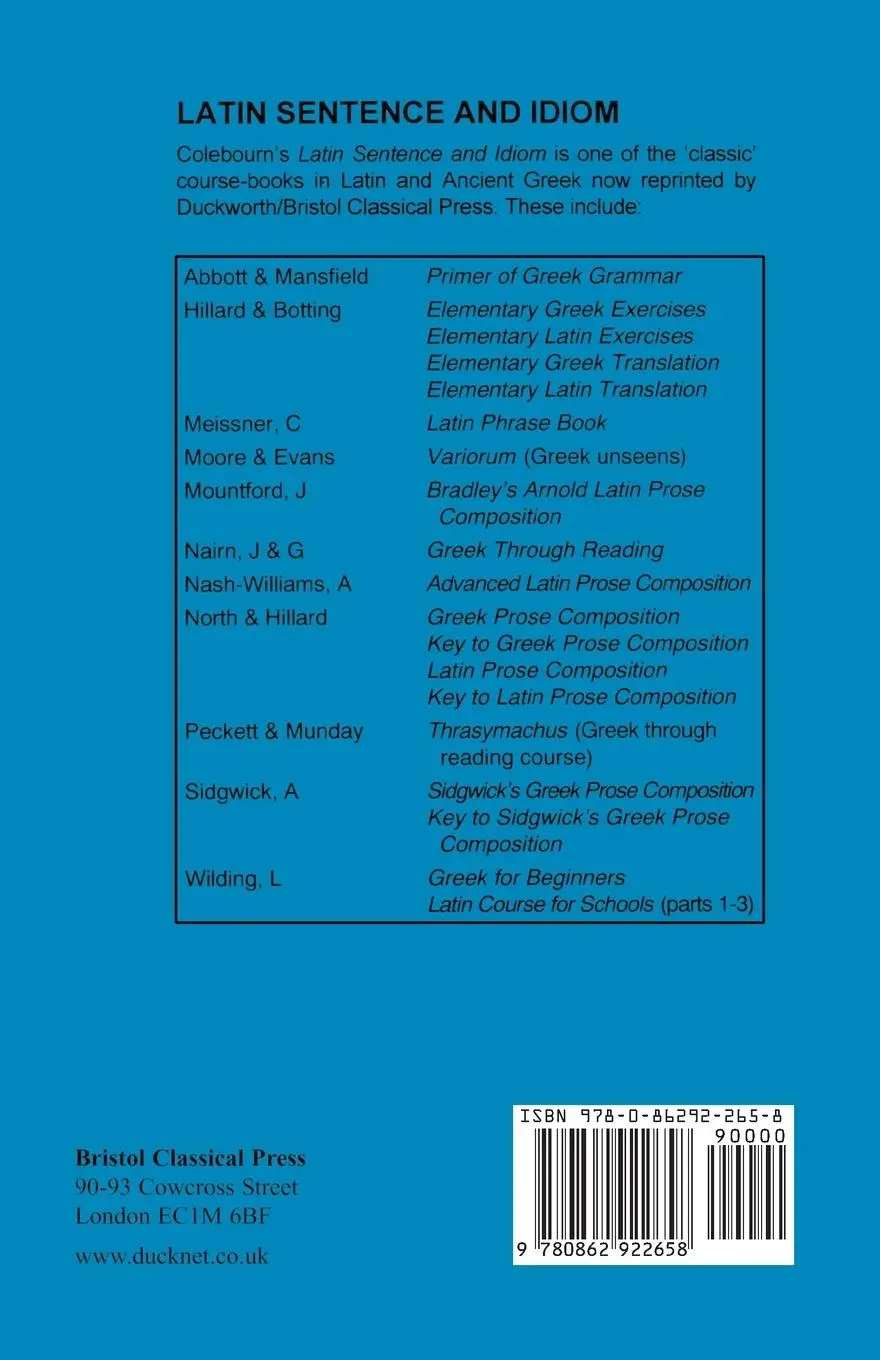 Rückseite: 9780862922658 | Latin Sentence and Idiom | R. Colebourn | Taschenbuch | Englisch