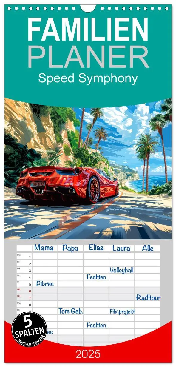 Cover: 9783457192658 | Familienplaner 2025 - Speed Symphony mit 5 Spalten (Wandkalender,...