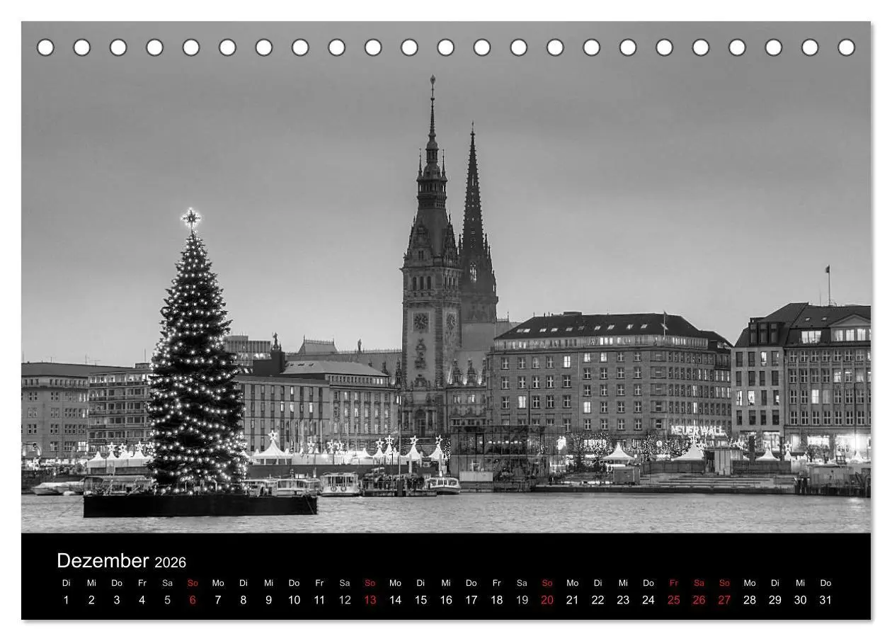 Bild: 9783516112658 | Hamburg monochrome Impressionen (Tischkalender 2026 DIN A5 quer),...