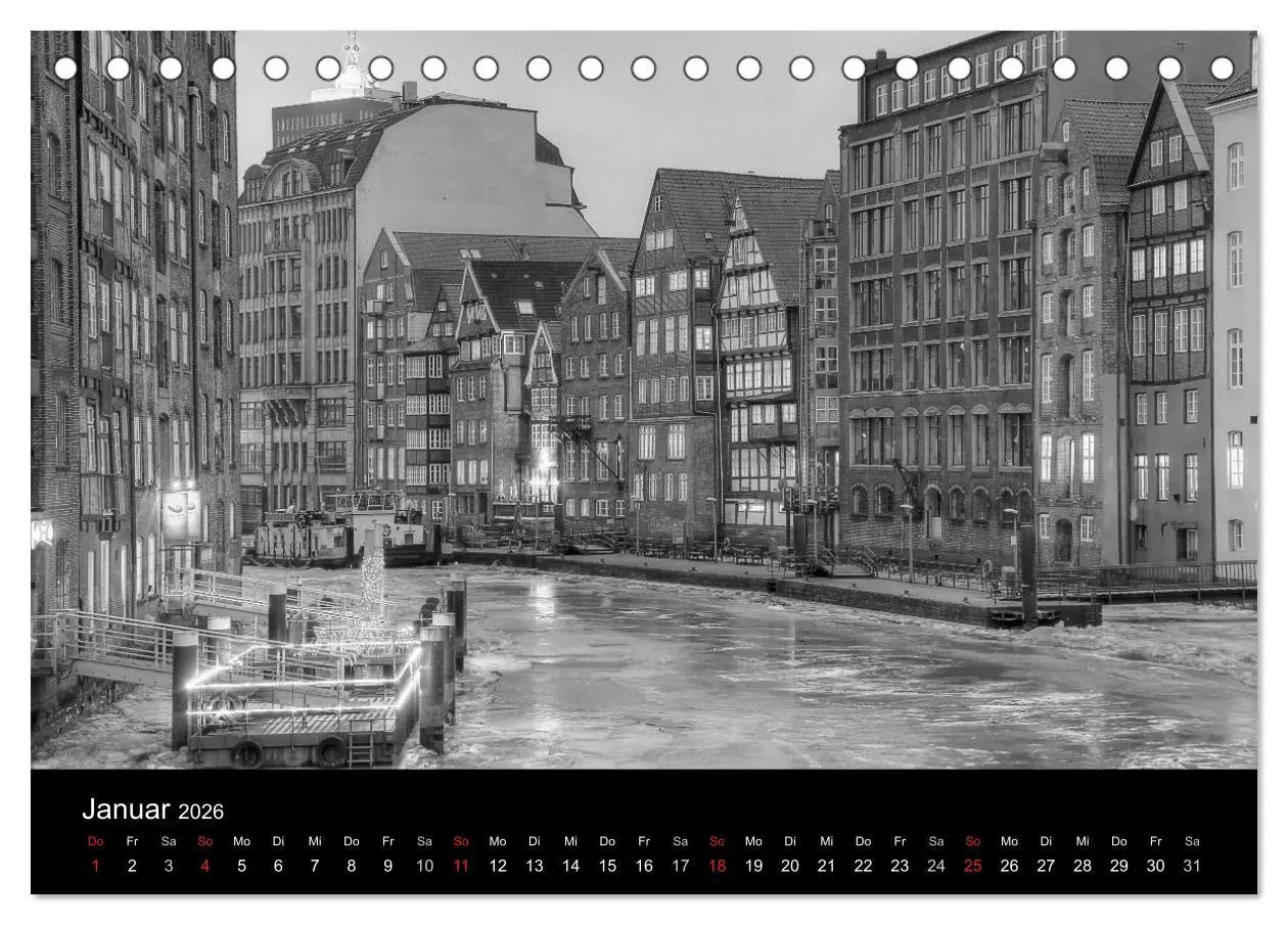 Bild: 9783516112658 | Hamburg monochrome Impressionen (Tischkalender 2026 DIN A5 quer),...