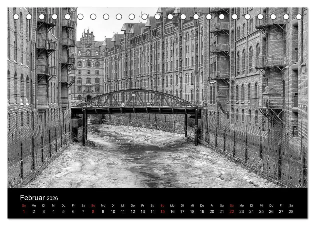 Bild: 9783516112658 | Hamburg monochrome Impressionen (Tischkalender 2026 DIN A5 quer),...