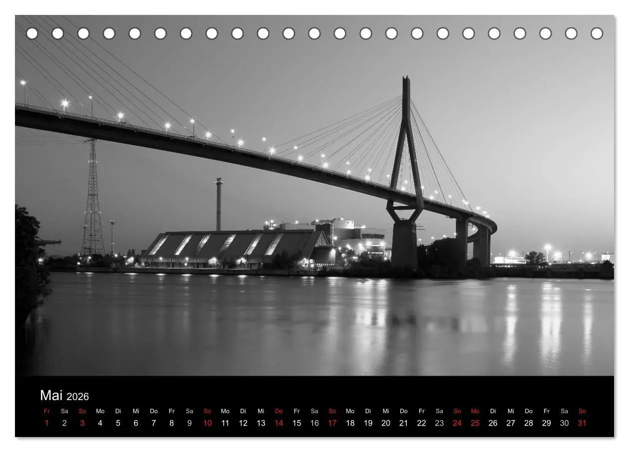 Bild: 9783516112658 | Hamburg monochrome Impressionen (Tischkalender 2026 DIN A5 quer),...