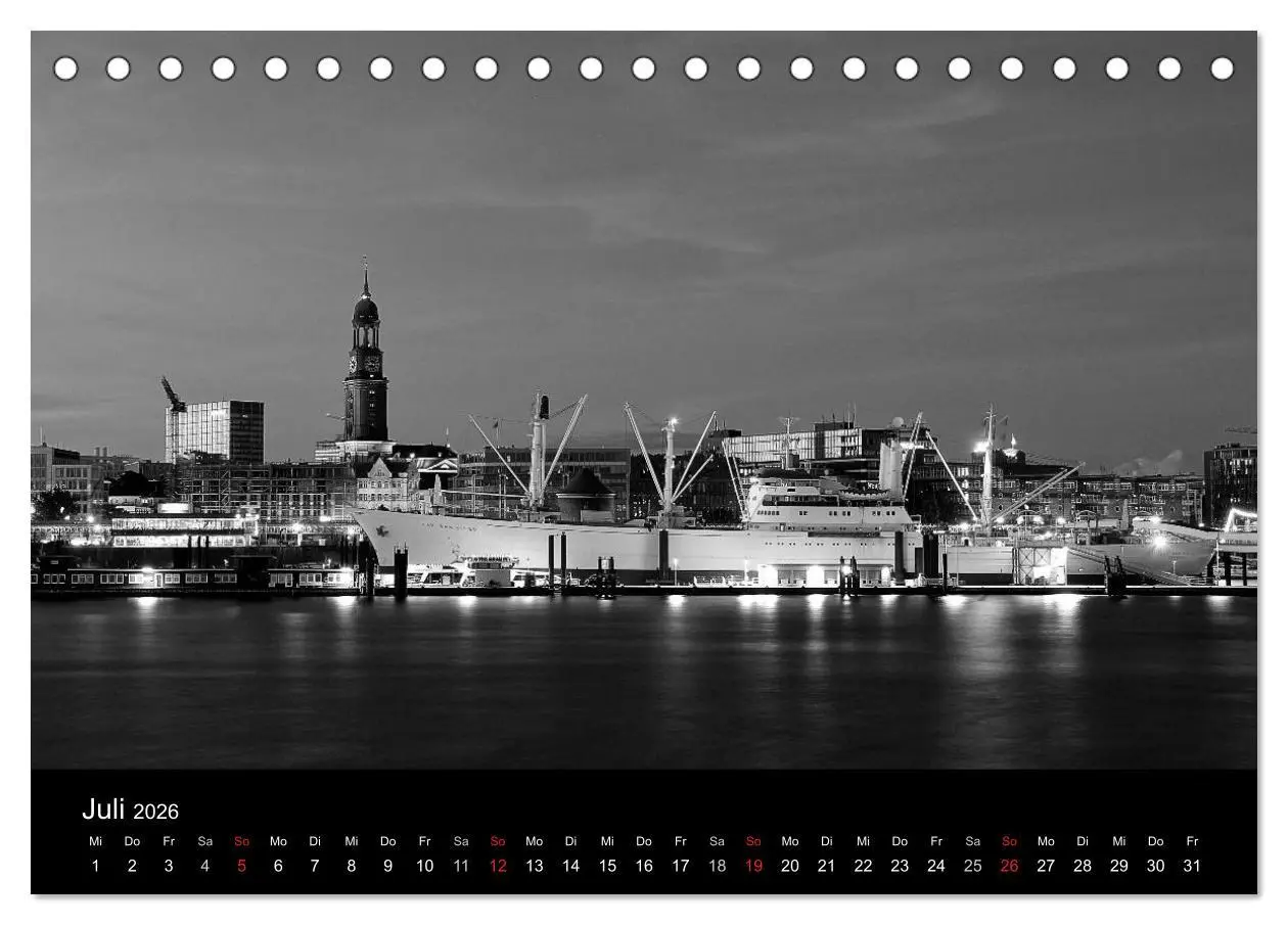 Bild: 9783516112658 | Hamburg monochrome Impressionen (Tischkalender 2026 DIN A5 quer),...