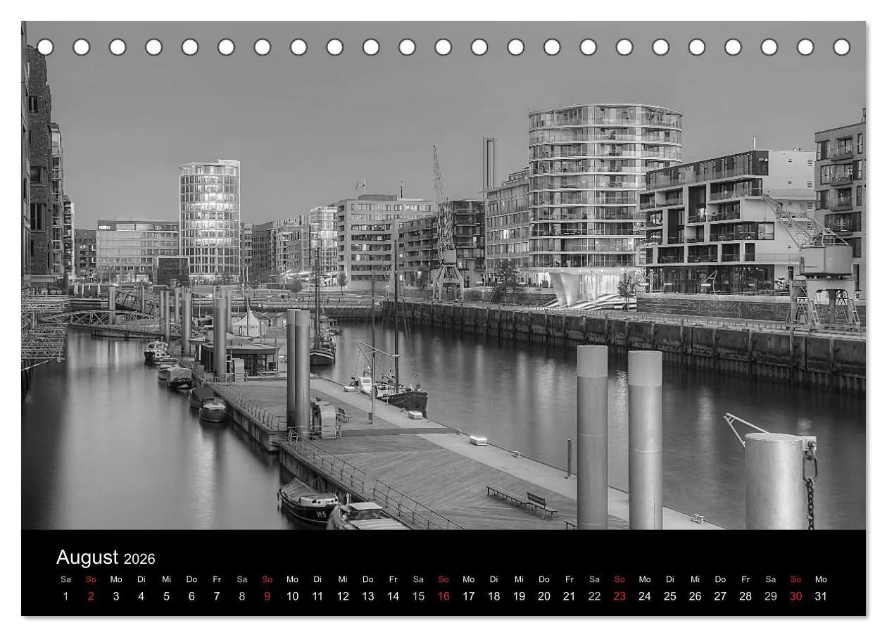 Bild: 9783516112658 | Hamburg monochrome Impressionen (Tischkalender 2026 DIN A5 quer),...