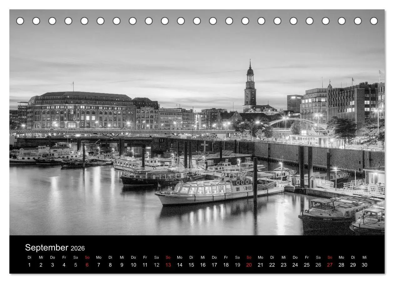 Bild: 9783516112658 | Hamburg monochrome Impressionen (Tischkalender 2026 DIN A5 quer),...