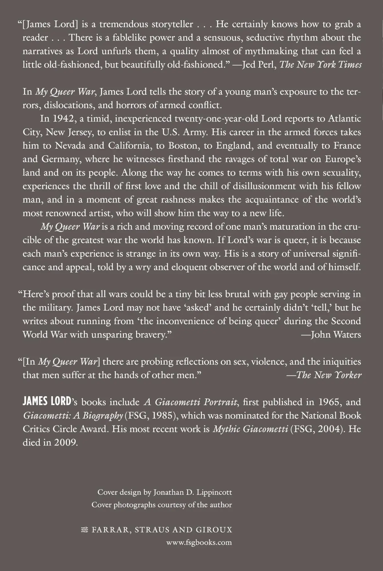 Rückseite: 9780374532758 | My Queer War | James Lord | Taschenbuch | Kartoniert / Broschiert