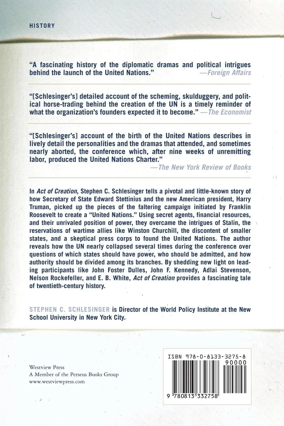 Rückseite: 9780813332758 | Act of Creation | The Founding of the United Nations | Schlesinger