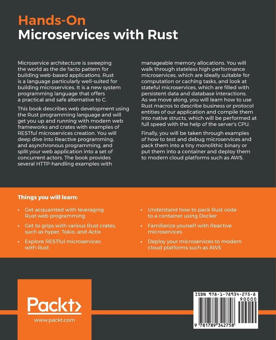 Rückseite: 9781789342758 | Hands-On Microservices with Rust | Denis Kolodin | Taschenbuch | 2019