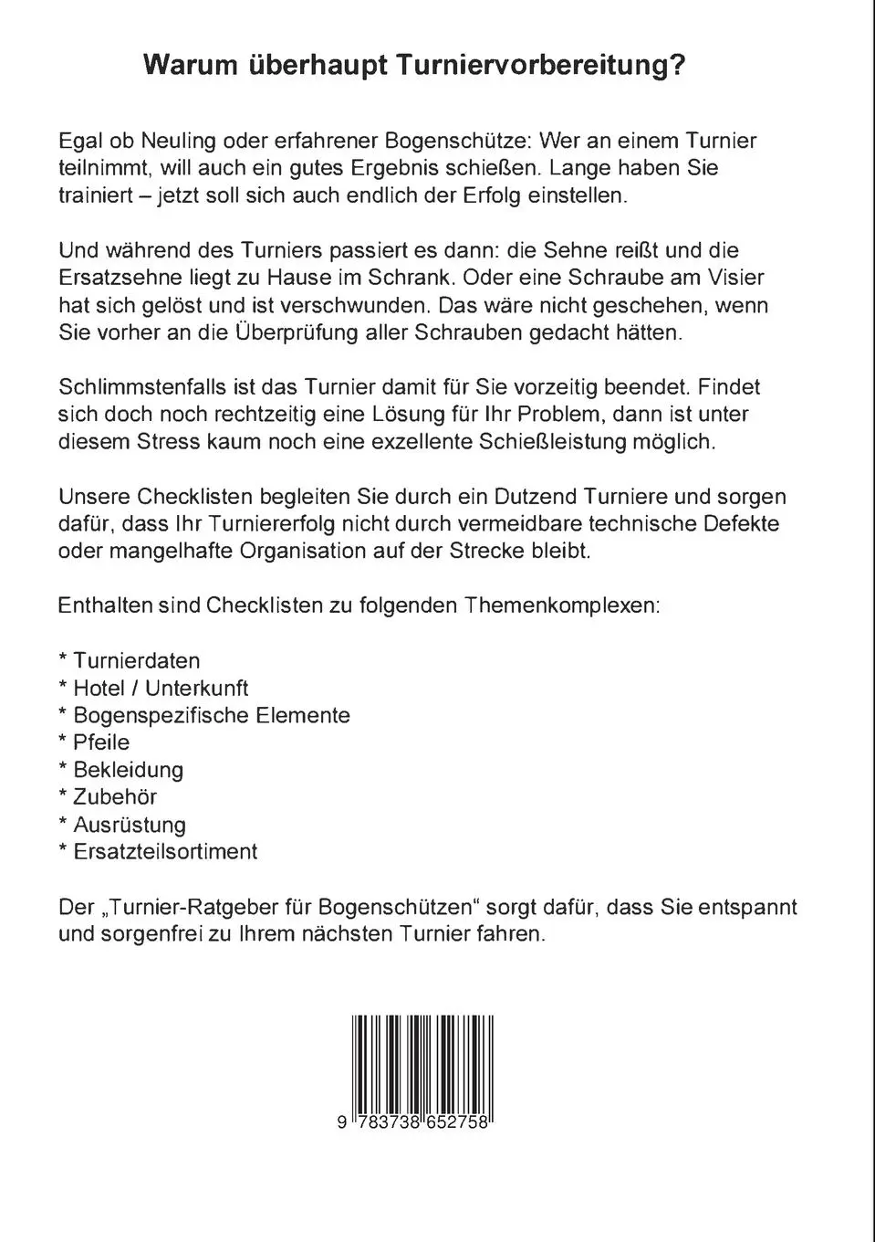 Rückseite: 9783738652758 | Turnier-Ratgeber für Bogenschützen | Martina Berg (u. a.) | Buch