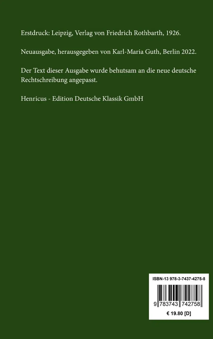 Rückseite: 9783743742758 | Das verschwundene Dokument | Ungekürzte Originalfassung von 1926