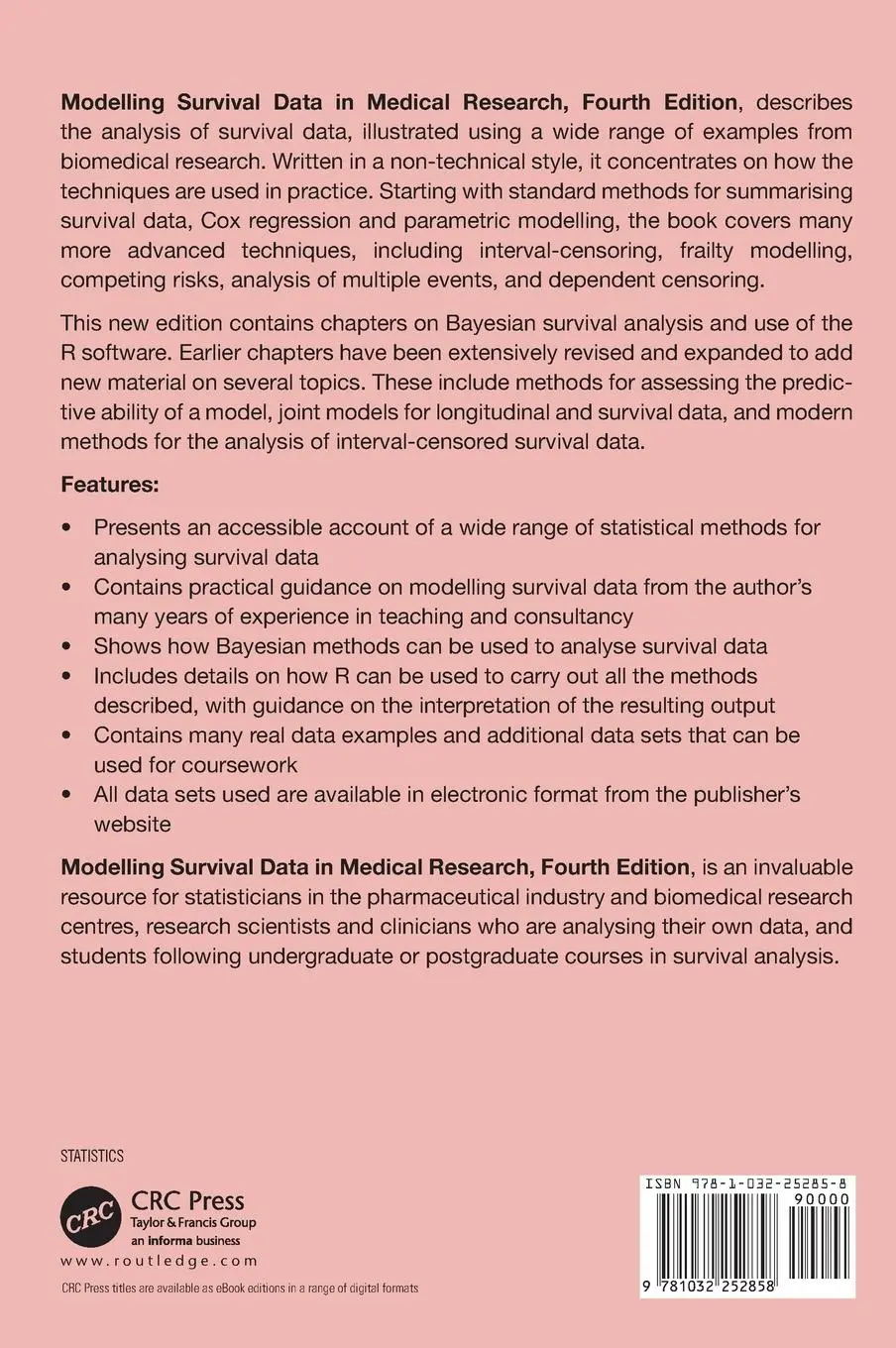Rückseite: 9781032252858 | Modelling Survival Data in Medical Research | David Collett | Buch