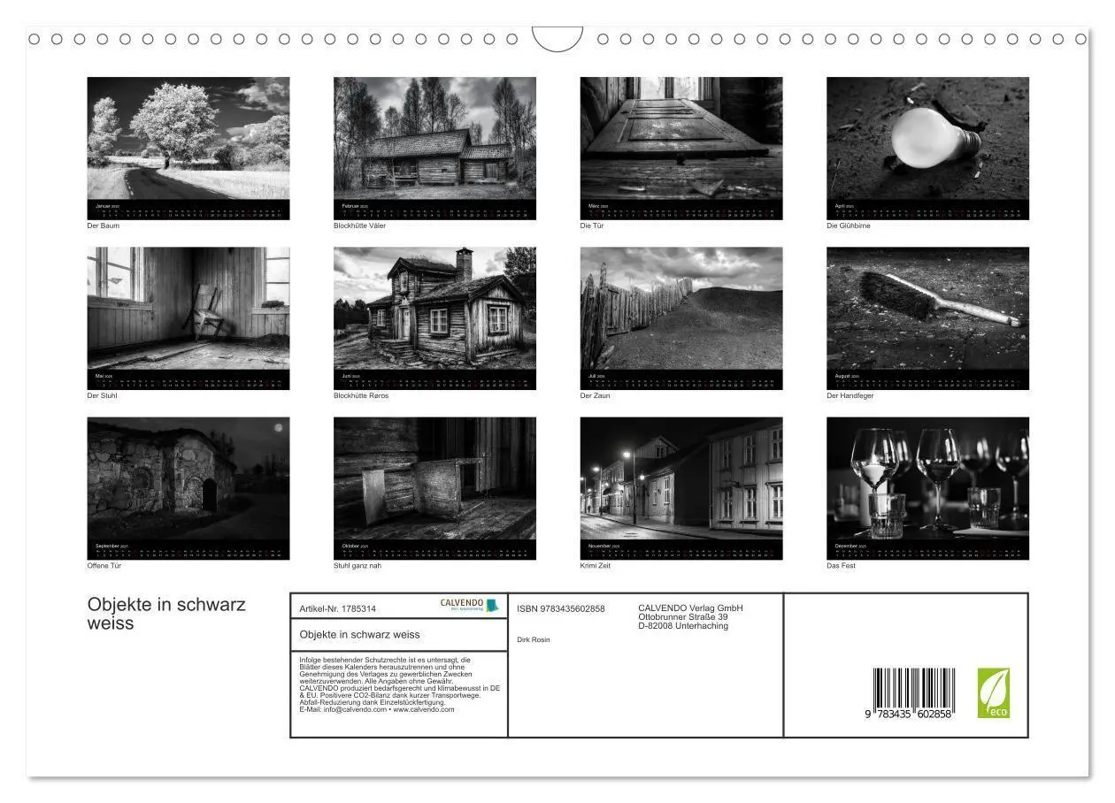 Bild: 9783435602858 | Objekte in schwarz weiss (Wandkalender 2025 DIN A3 quer), CALVENDO...