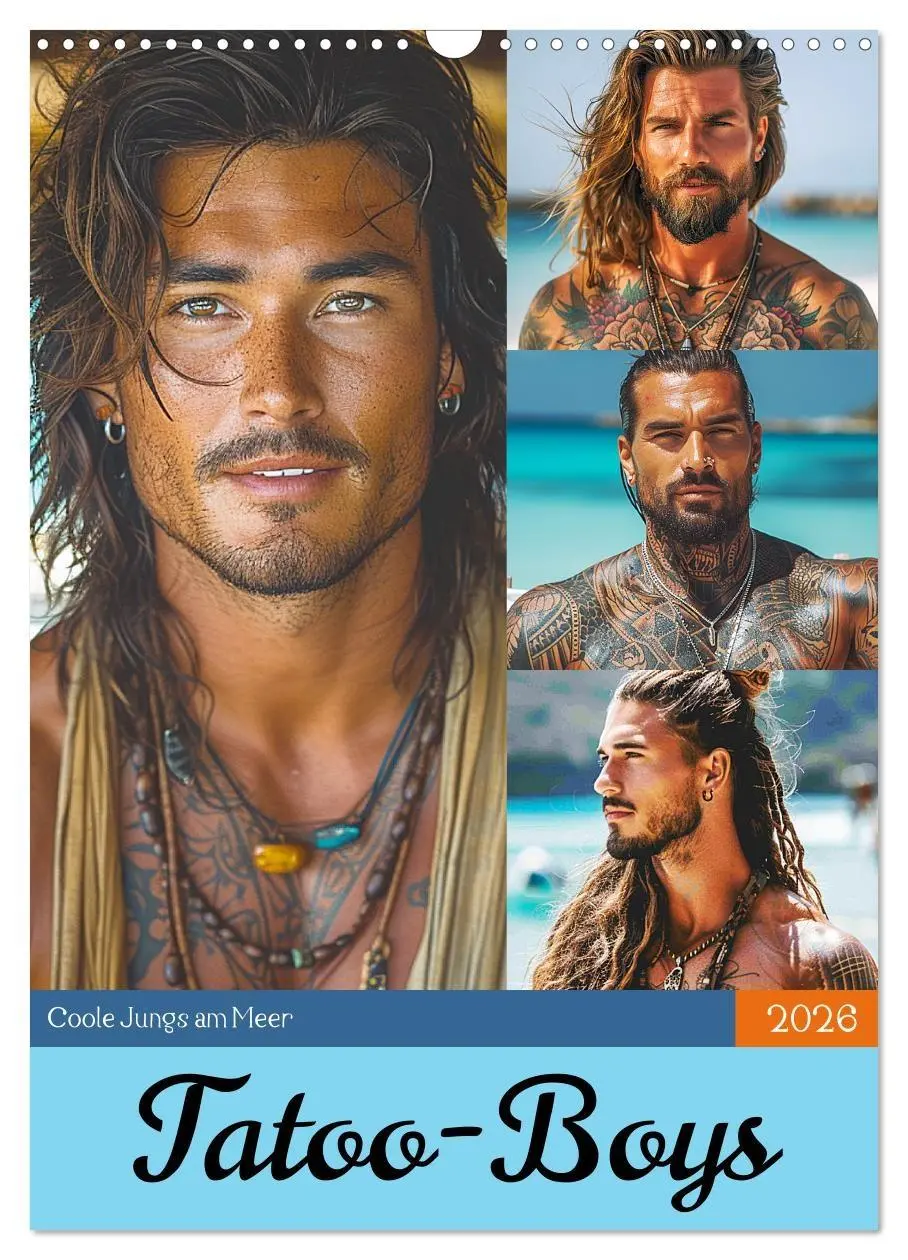 Cover: 9783516262858 | Tattoo-Boys. Coole Jungs am Meer (Wandkalender 2026 DIN A3 hoch),...
