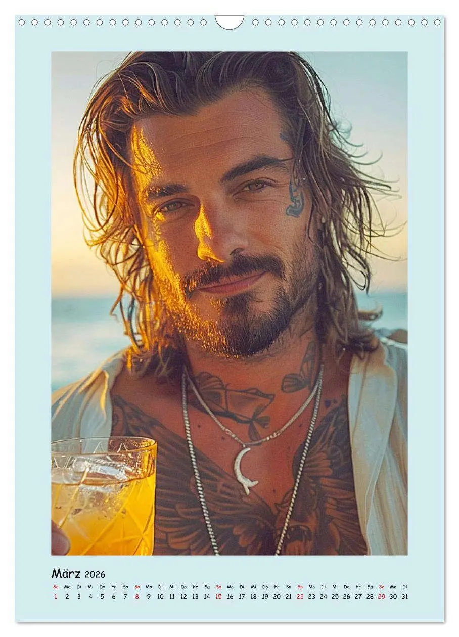Bild: 9783516262858 | Tattoo-Boys. Coole Jungs am Meer (Wandkalender 2026 DIN A3 hoch),...
