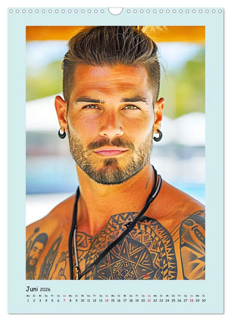 Bild: 9783516262858 | Tattoo-Boys. Coole Jungs am Meer (Wandkalender 2026 DIN A3 hoch),...
