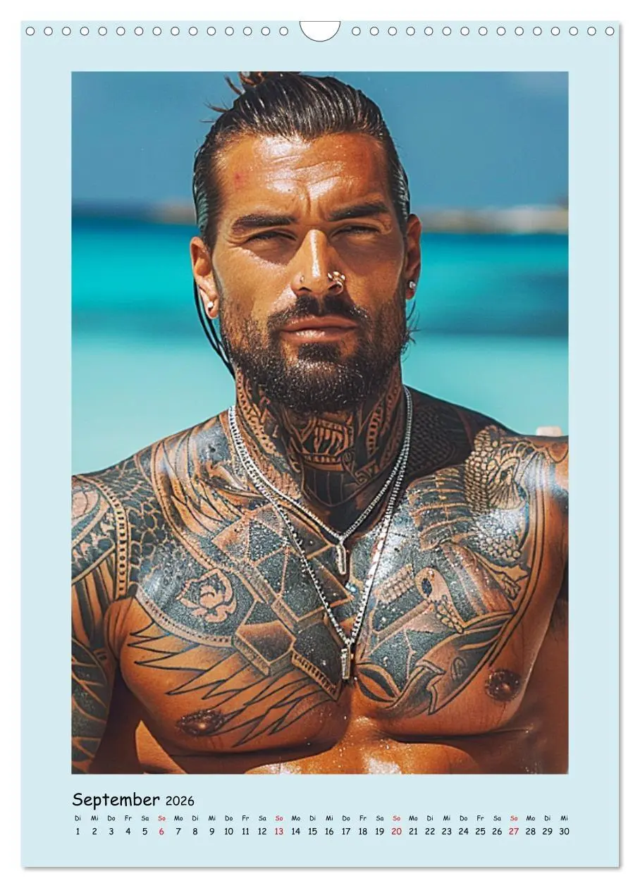 Bild: 9783516262858 | Tattoo-Boys. Coole Jungs am Meer (Wandkalender 2026 DIN A3 hoch),...