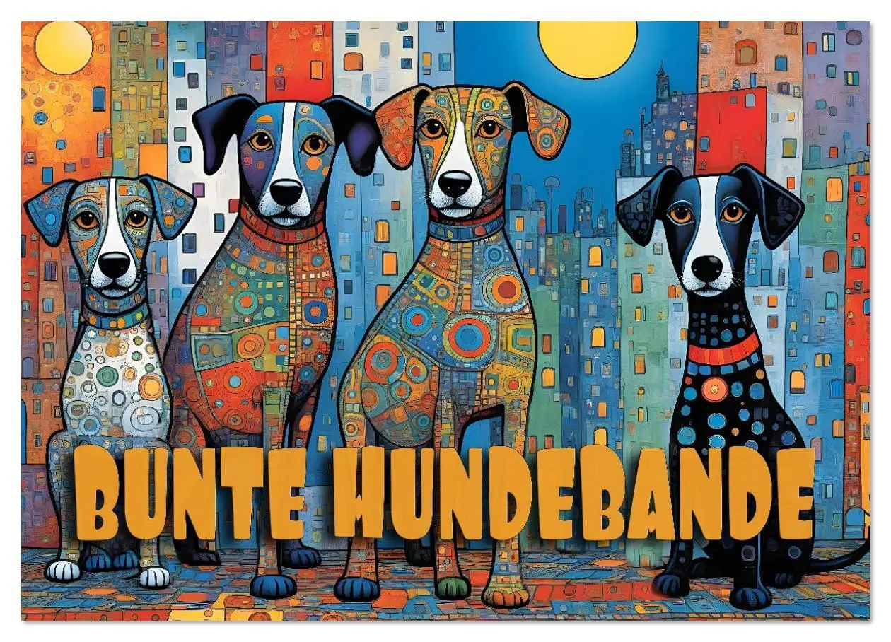 Cover: 9783516642858 | Bunte Hundebande (Wandkalender 2026 DIN A2 quer), CALVENDO...