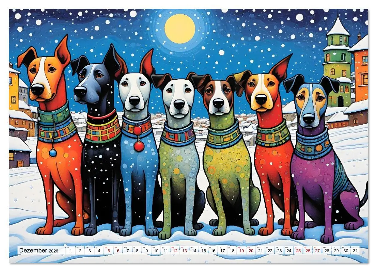 Bild: 9783516642858 | Bunte Hundebande (Wandkalender 2026 DIN A2 quer), CALVENDO...