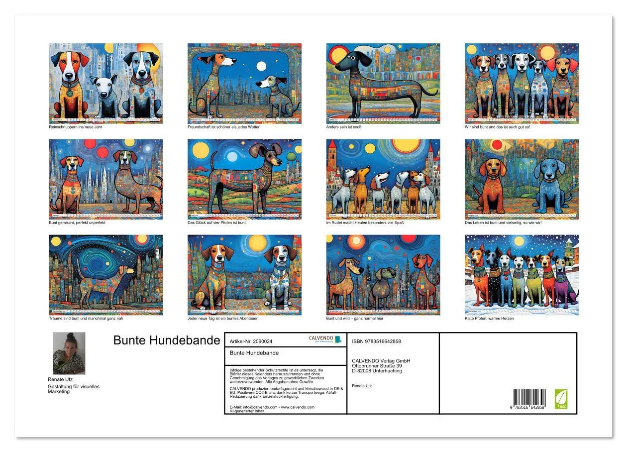 Bild: 9783516642858 | Bunte Hundebande (Wandkalender 2026 DIN A2 quer), CALVENDO...