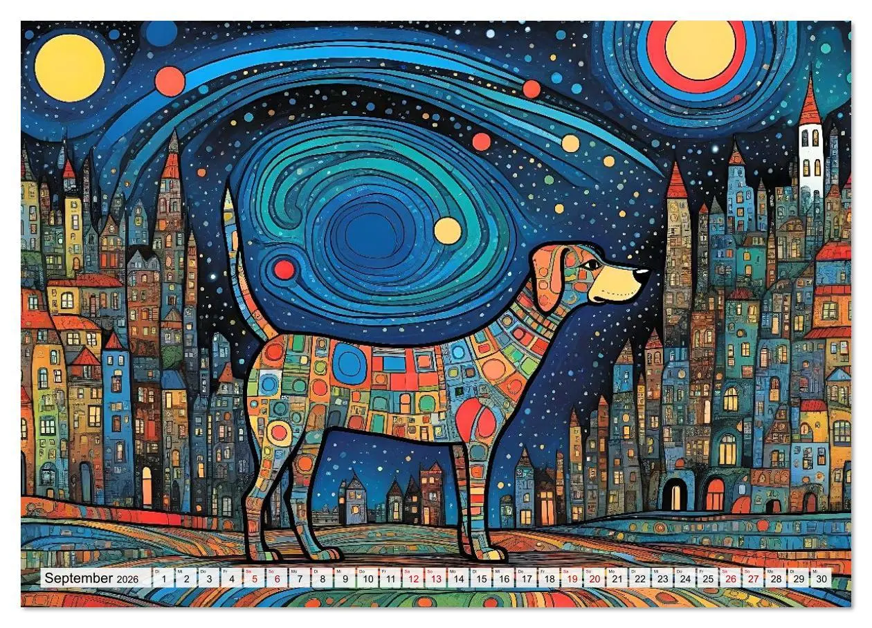 Bild: 9783516642858 | Bunte Hundebande (Wandkalender 2026 DIN A2 quer), CALVENDO...