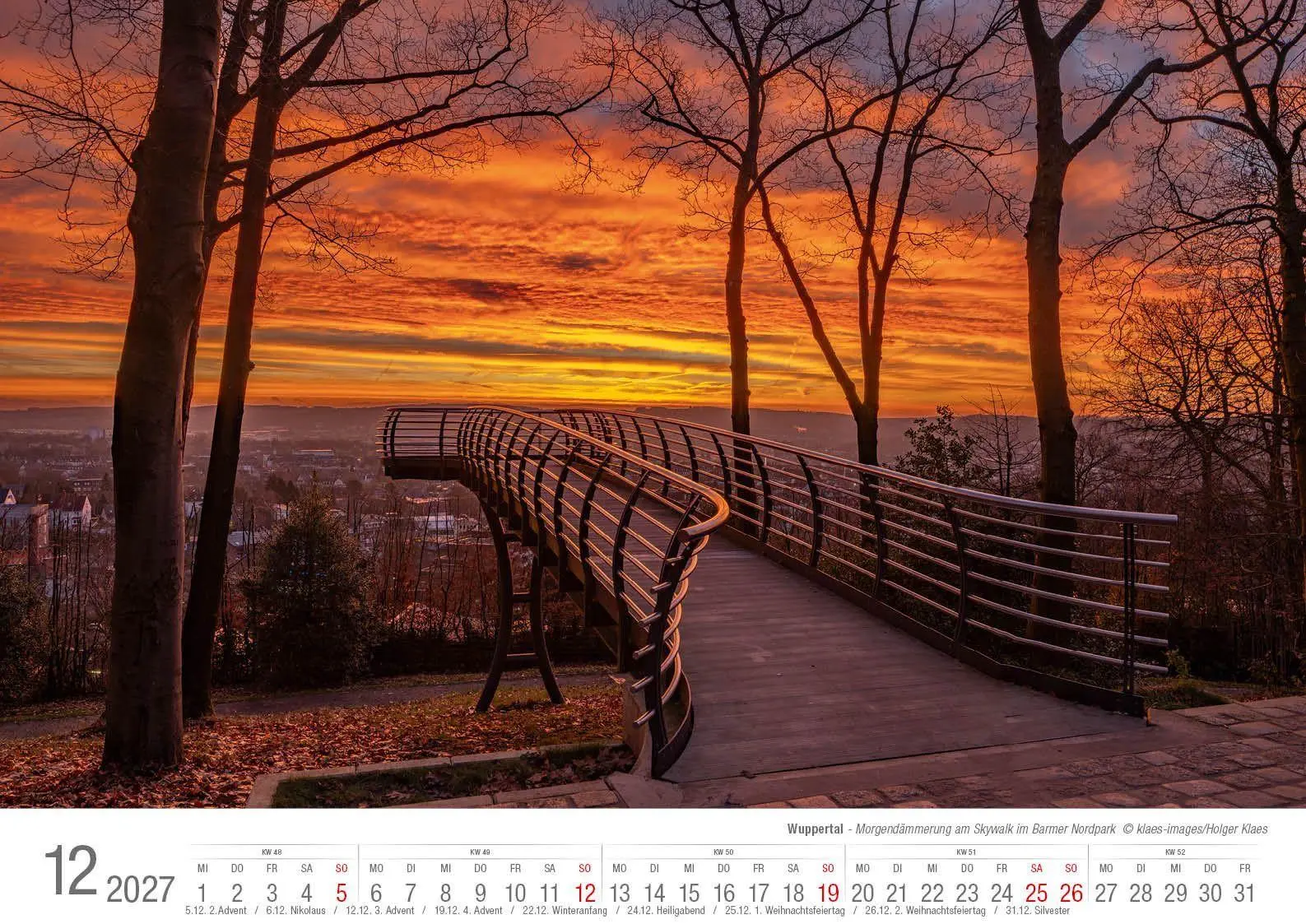 Bild: 9783965352858 | Wuppertal 2027 Bildkalender A3 Spiralbindung | Holger Klaes | Kalender