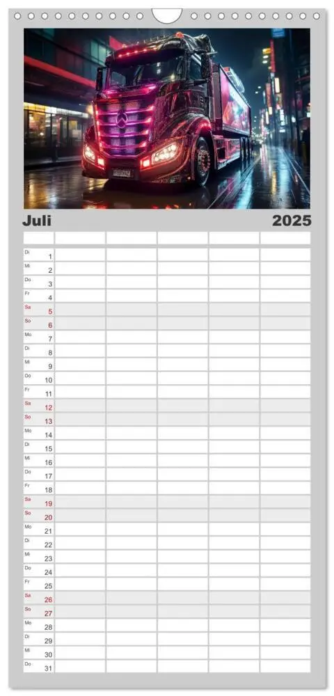 Bild: 9783457092958 | Familienplaner 2025 - Truck Fantasien mit 5 Spalten (Wandkalender,...