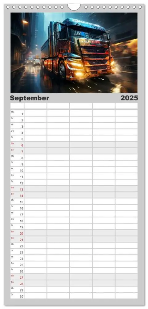 Bild: 9783457092958 | Familienplaner 2025 - Truck Fantasien mit 5 Spalten (Wandkalender,...
