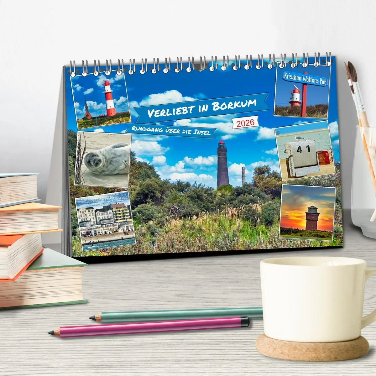 Bild: 9783457302958 | Verliebt in Borkum (Tischkalender 2026 DIN A5 quer), CALVENDO...