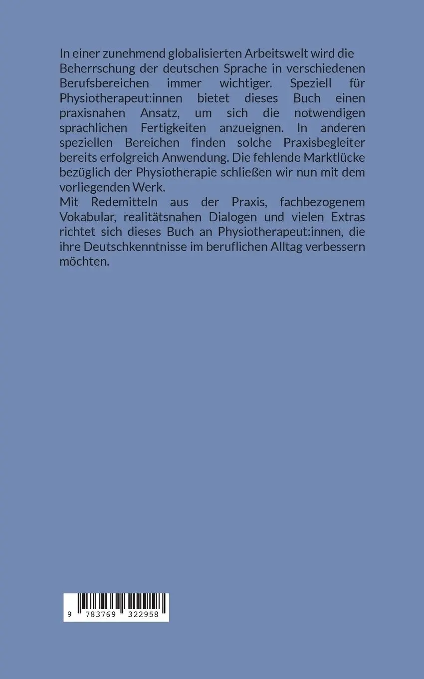 Rückseite: 9783769322958 | Kommunikation in der Physiotherapie | B1/B2 | Monika Rapp (u. a.)
