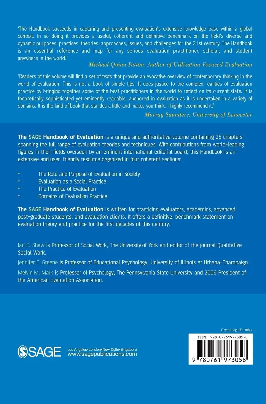 Rückseite: 9780761973058 | The SAGE Handbook of Evaluation | Ian Shaw (u. a.) | Buch | Gebunden