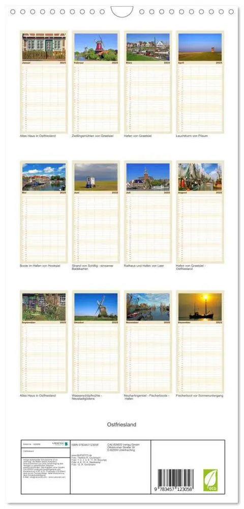 Bild: 9783457123058 | Familienplaner 2025 - Ostfriesland mit 5 Spalten (Wandkalender, 21...
