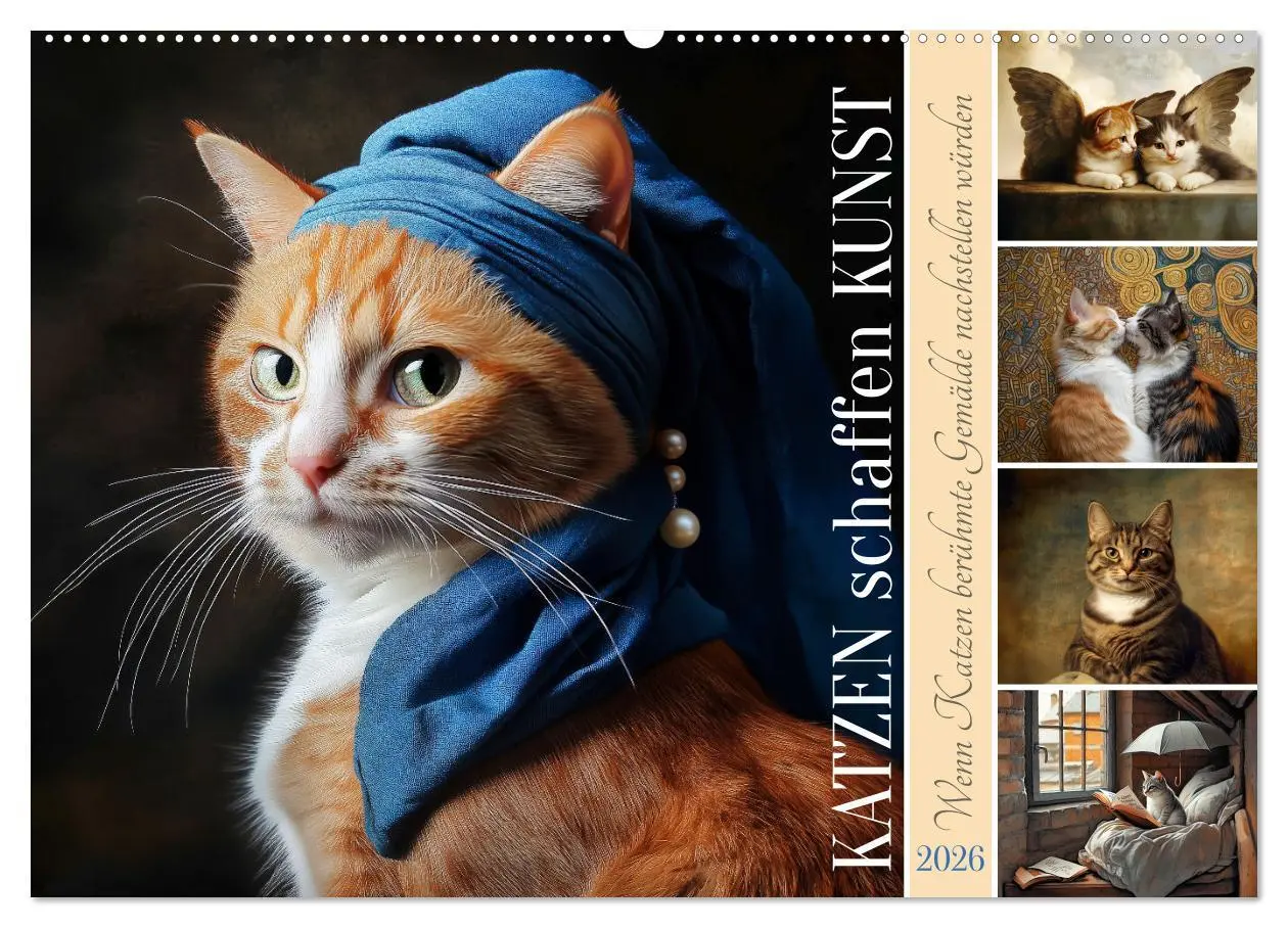 Cover: 9783457363058 | Katzen schaffen Kunst (Wandkalender 2026 DIN A2 quer), CALVENDO...