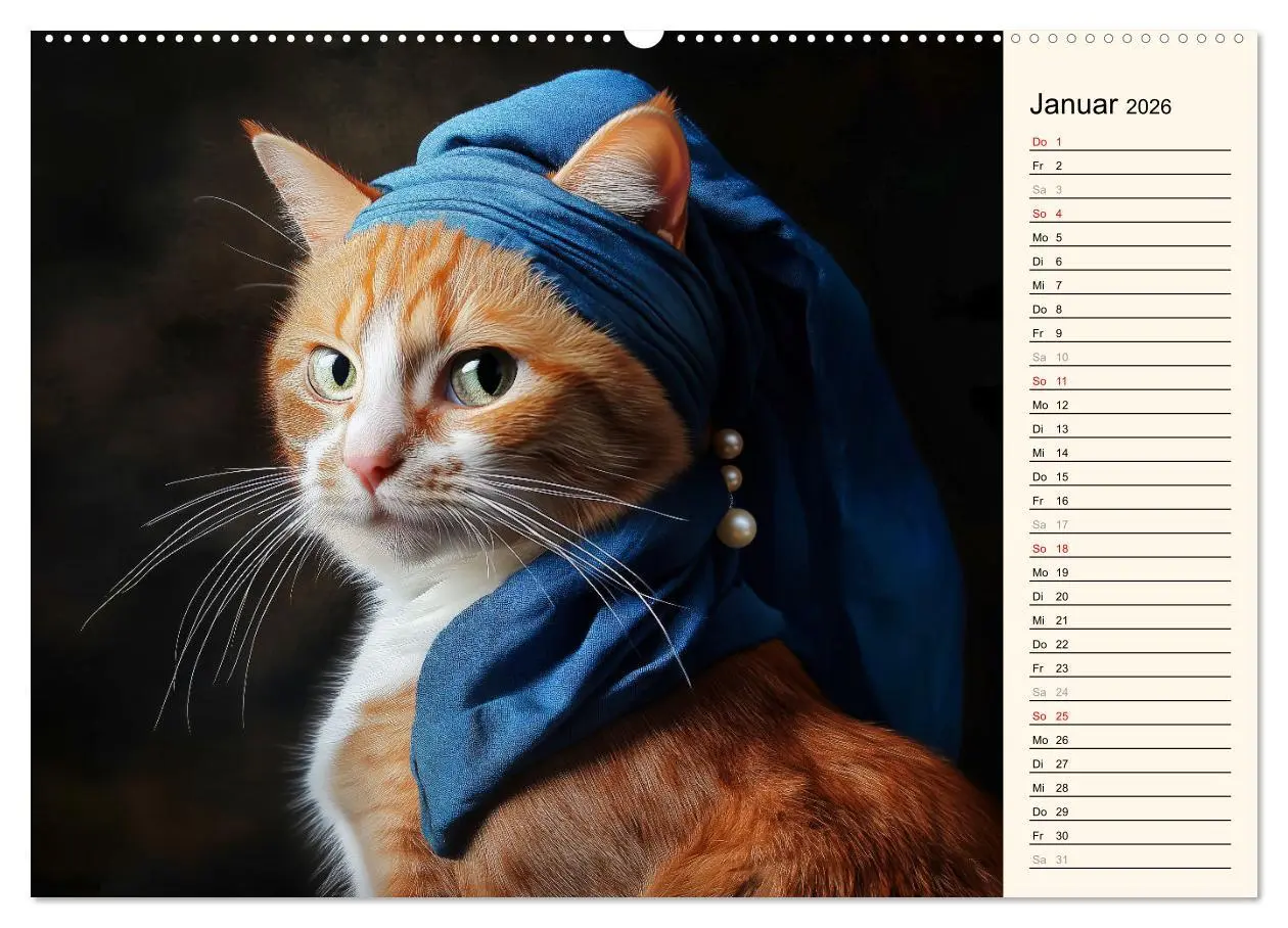 Bild: 9783457363058 | Katzen schaffen Kunst (Wandkalender 2026 DIN A2 quer), CALVENDO...
