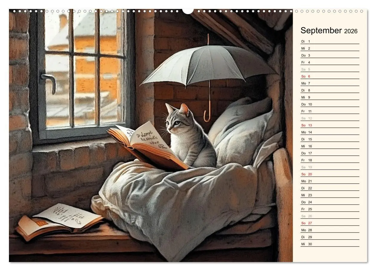Bild: 9783457363058 | Katzen schaffen Kunst (Wandkalender 2026 DIN A2 quer), CALVENDO...