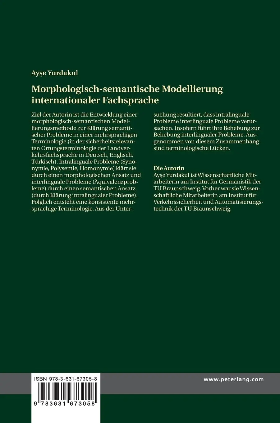 Rückseite: 9783631673058 | Morphologisch-semantische Modellierung internationaler Fachsprache