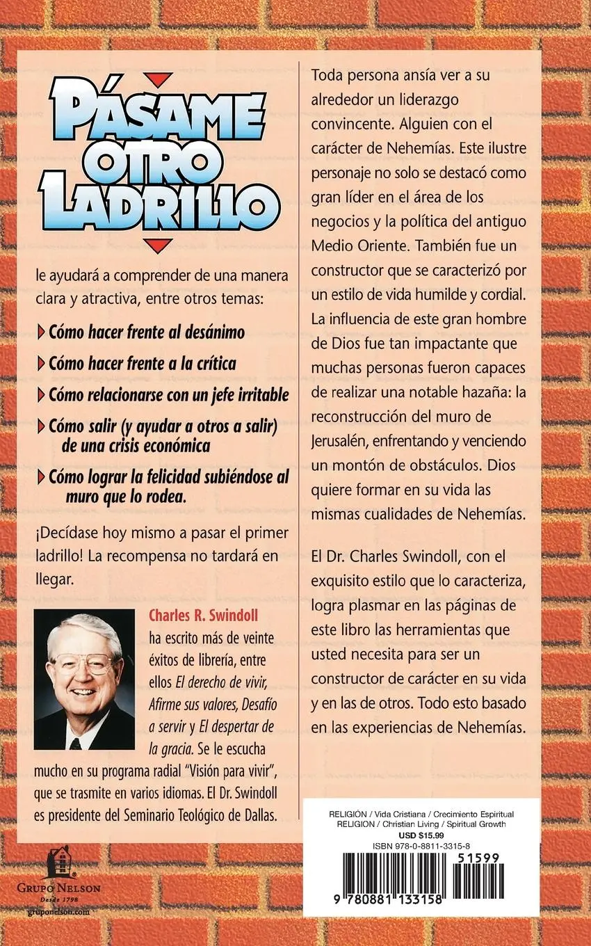 Rückseite: 9780881133158 | El Pasame Otro Ladrillo | Charles R. Swindoll | Taschenbuch | Spanisch
