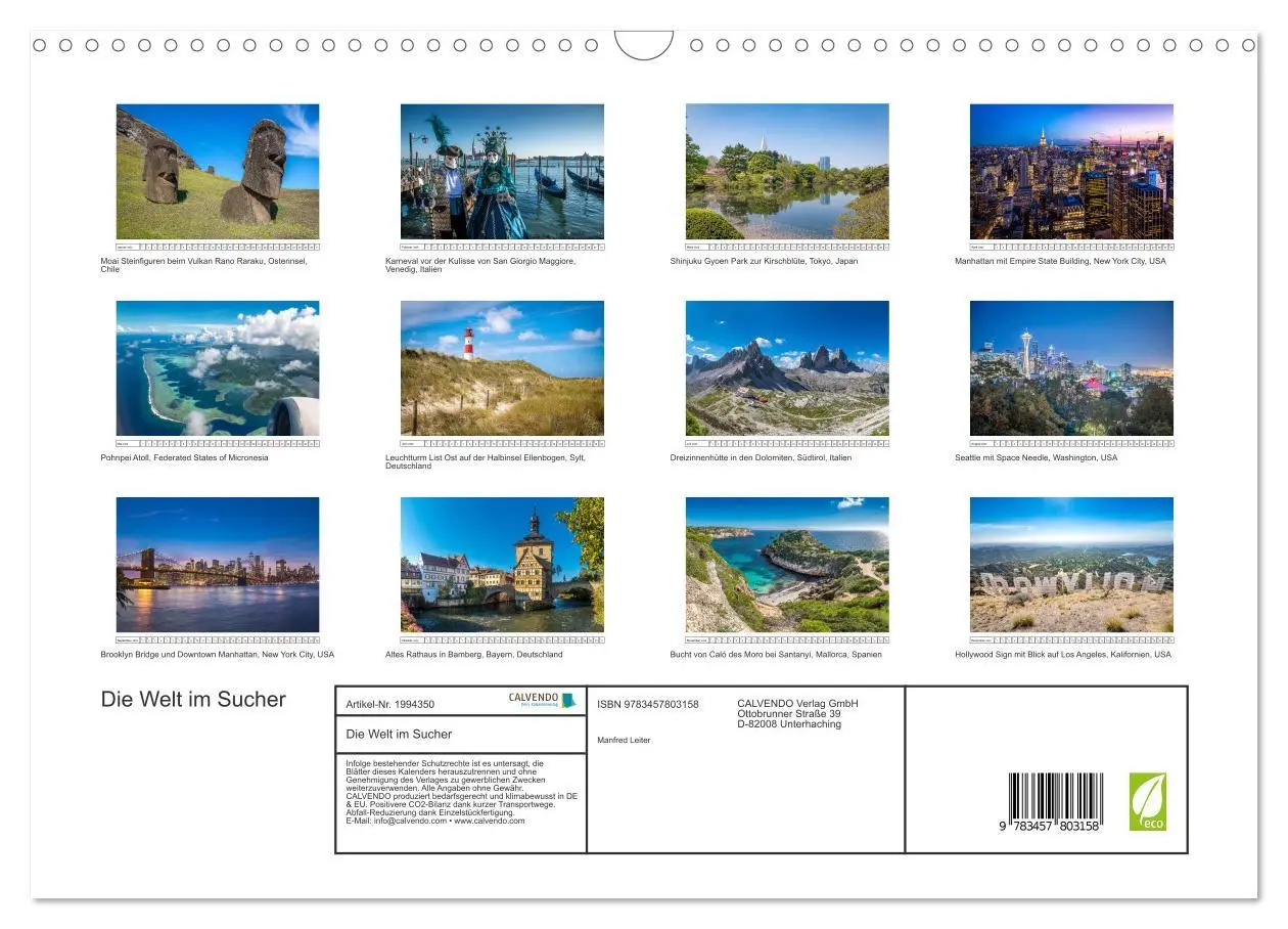Bild: 9783457803158 | Die Welt im Sucher (Wandkalender 2026 DIN A3 quer), CALVENDO...