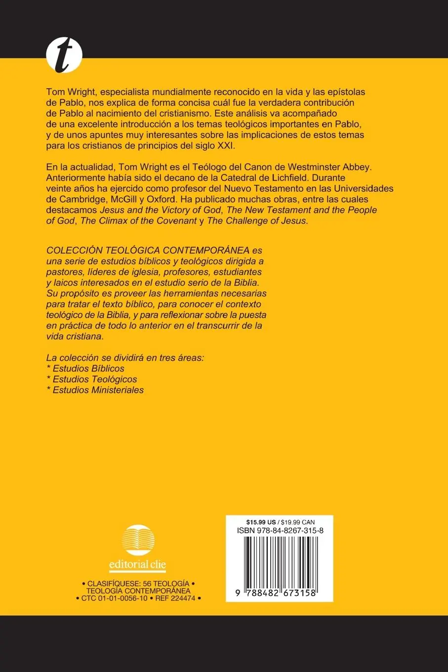 Rückseite: 9788482673158 | El Verdadero Pensamiento de Pablo | Tom Wright | Taschenbuch | 2008