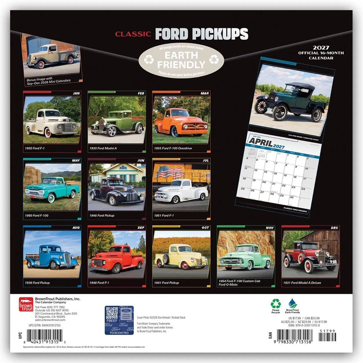 Rückseite: 9798330713158 | Classic Ford Pickups 2027 - 16-Monatskalender | Browntrout Publishers