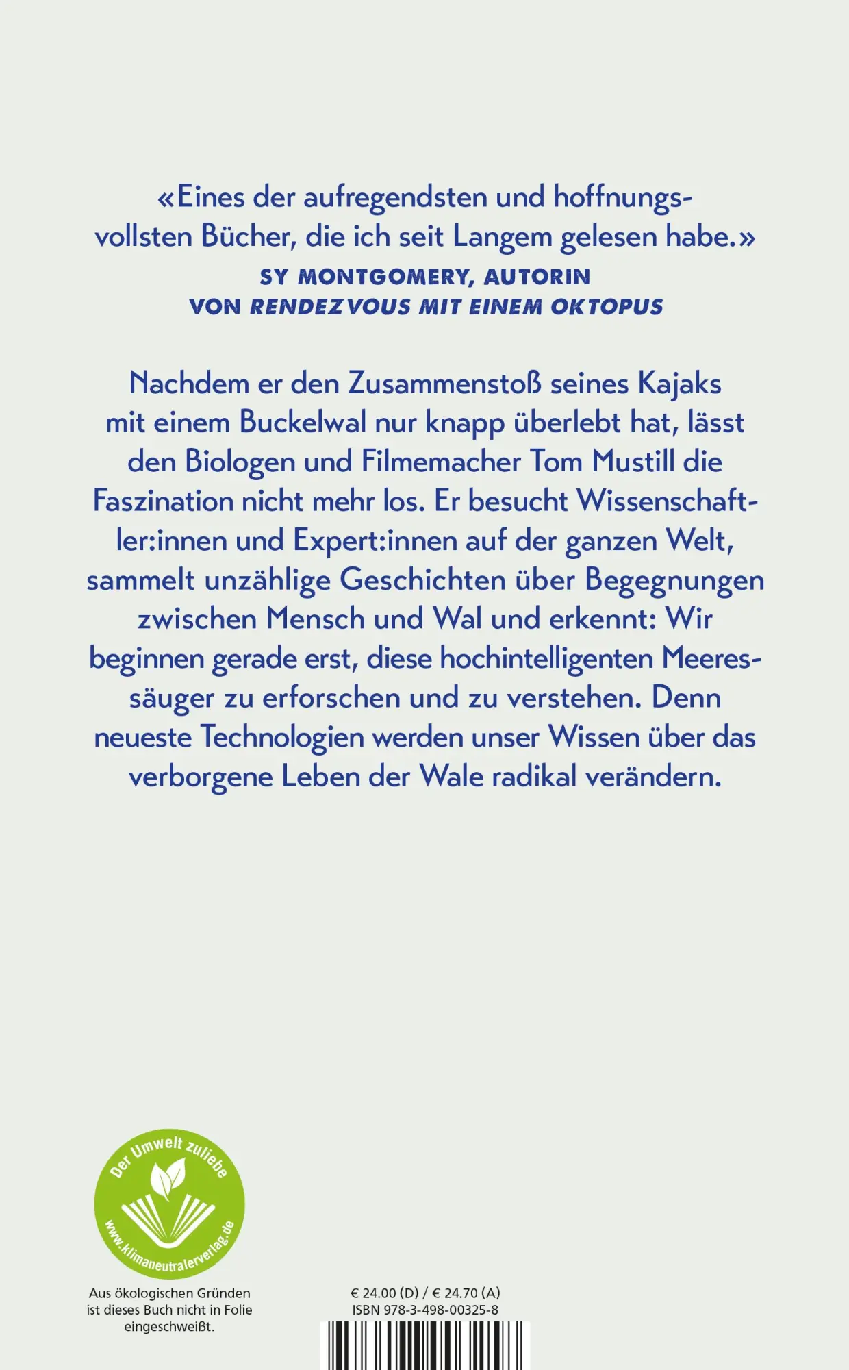 Rückseite: 9783498003258 | Die Sprache der Wale | Eine Reise in die Welt der Tierkommunikation