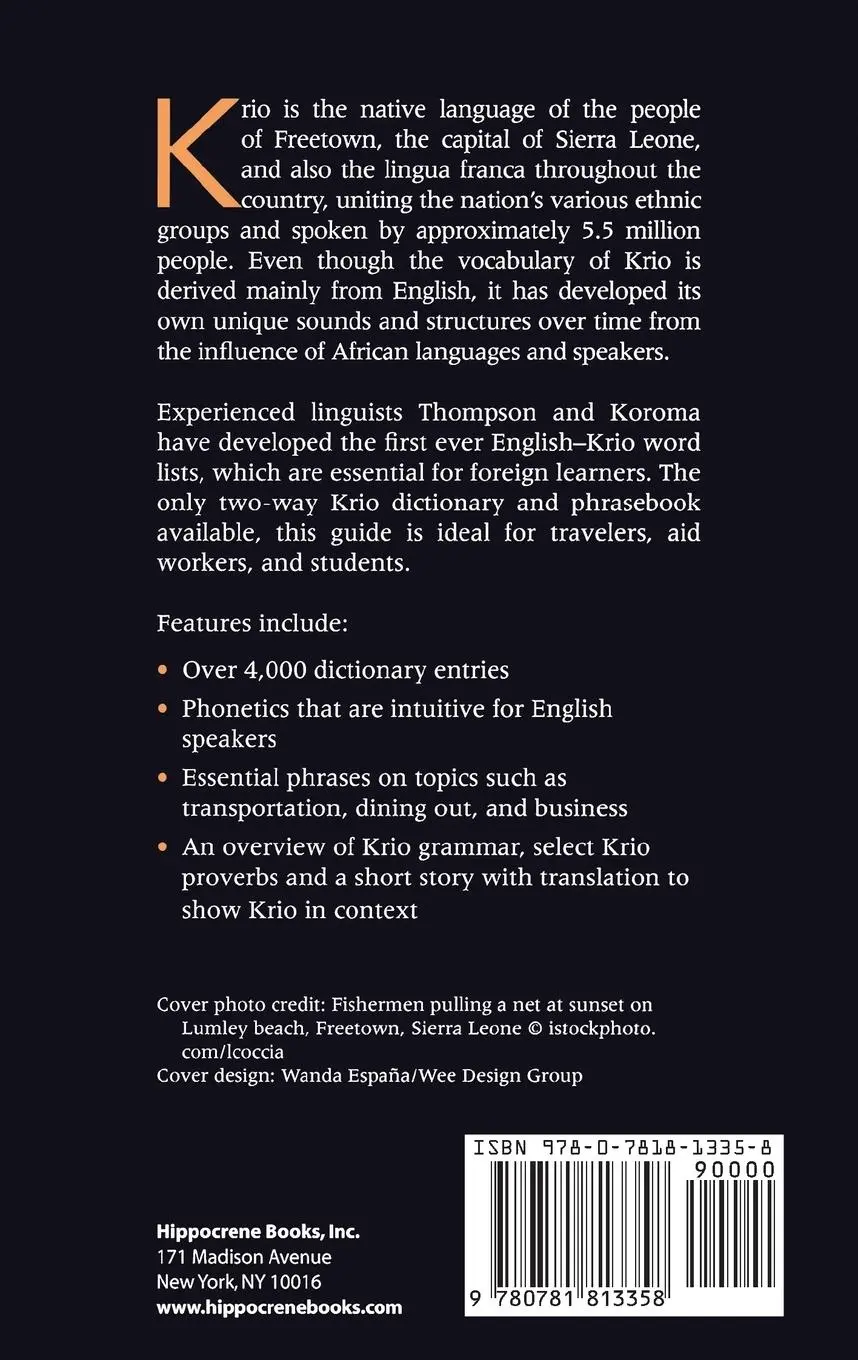 Rückseite: 9780781813358 | Krio-English/English-Krio Dictionary &amp; Phrasebook | Thompson (u. a.)