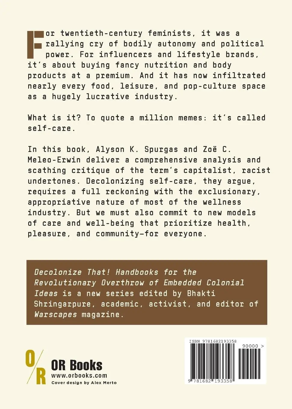 Rückseite: 9781682193358 | Decolonize Self-Care | Alyson K. Spurgas (u. a.) | Taschenbuch | 2023
