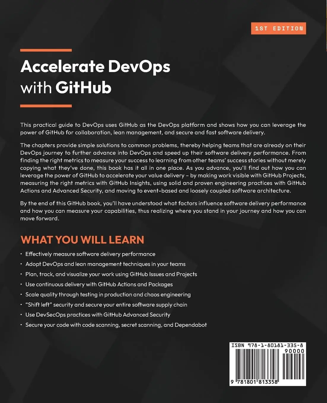 Rückseite: 9781801813358 | Accelerate DevOps with GitHub | Michael Kaufmann | Taschenbuch | 2022