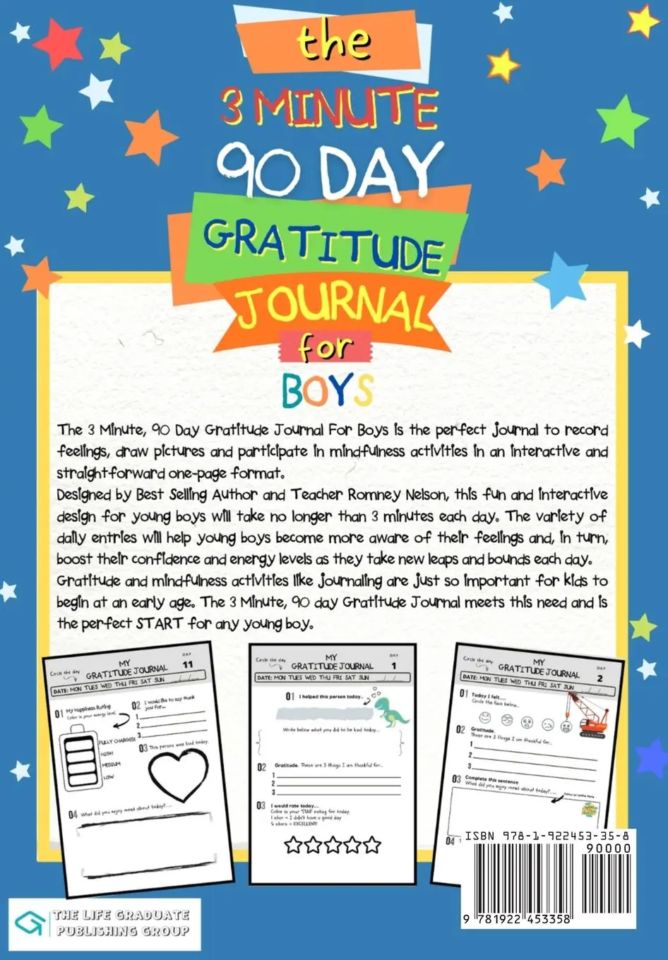 Rückseite: 9781922453358 | The 3 Minute, 90 Day Gratitude Journal for Boys | Romney Nelson | Buch