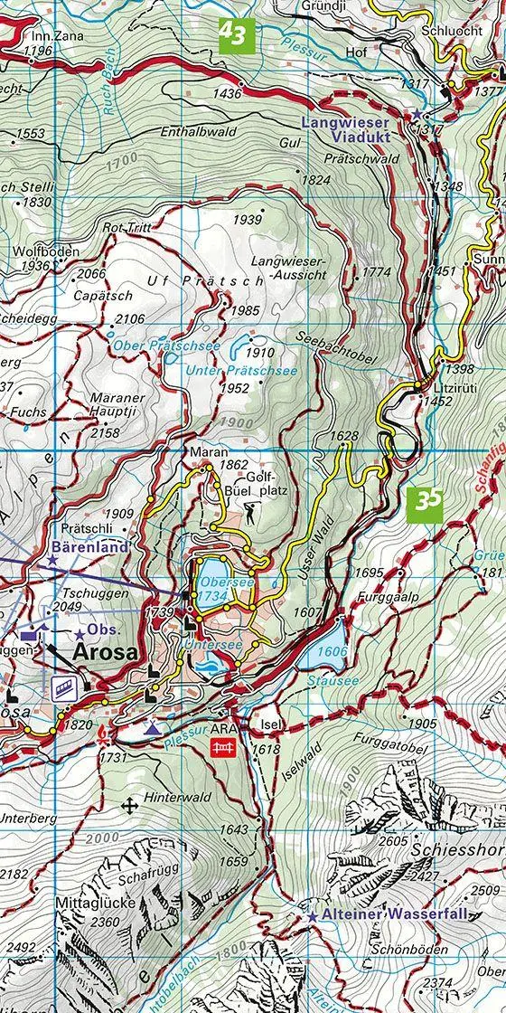 Bild: 9783259023358 | Arosa - Lenzerheide - Savognin 35 Wanderkarte 1:40 000 matt laminiert