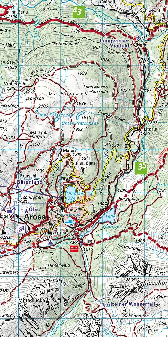 Bild: 9783259023358 | Arosa - Lenzerheide - Savognin 35 Wanderkarte 1:40 000 matt laminiert